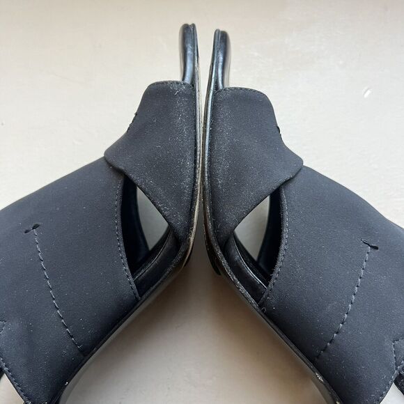 Donald J Pliner Black Stretch Fabric Slingback Italian Sandal Heels Women 8.5 - Picture 15 of 16
